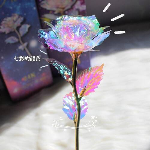 彩色水晶金箔花仿真金色玫瑰花束