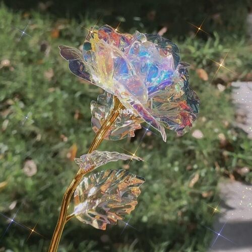 彩色水晶金箔花仿真金色玫瑰花束
