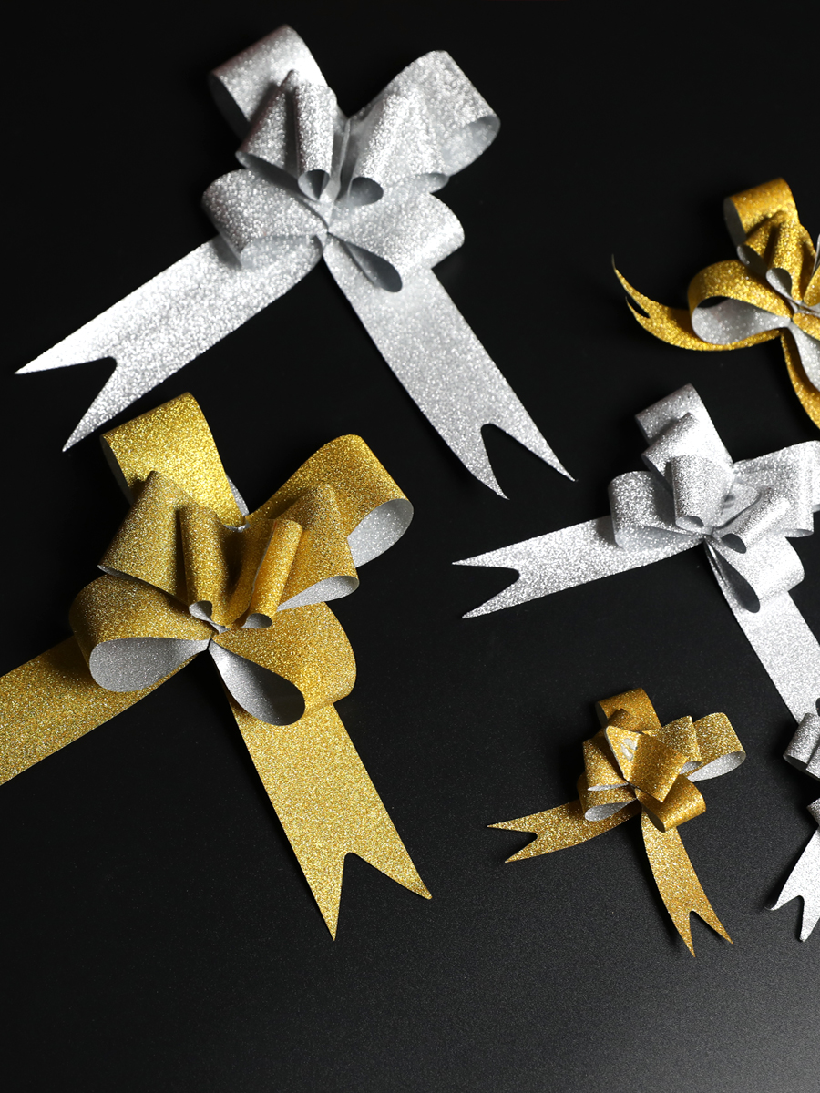 礼品装饰拉花礼盒蝴蝶结diy星星花闪光膜礼物包装搭配拉花圣诞拉花新年拉花喜庆拉花婚庆手拉花扎花高档包邮