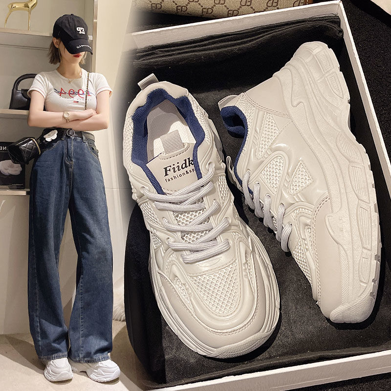 今年流行老爹鞋女2025新款春夏网面女鞋子爆款厚底休闲小白运动鞋