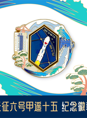 2025长征六号甲火箭遥十五发射纪念收藏徽章冰箱贴上海航天文创
