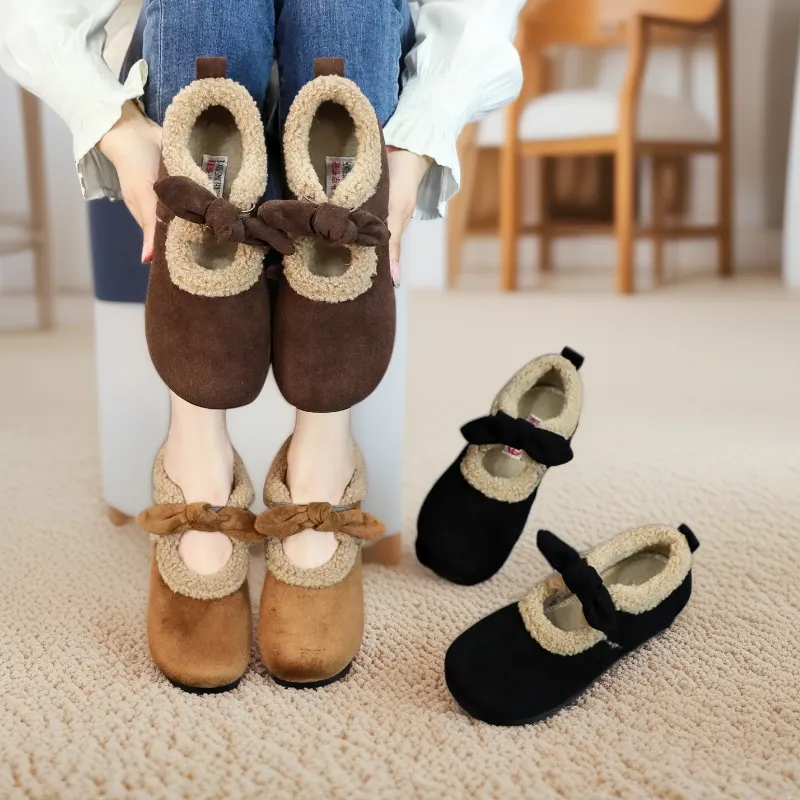 平底勃肯棉鞋女冬季加绒玛丽珍毛毛鞋外穿高级感丑萌棉鞋厚底加厚,女鞋,棉鞋,淘宝优惠券,粉丝福利购,淘宝优惠卷