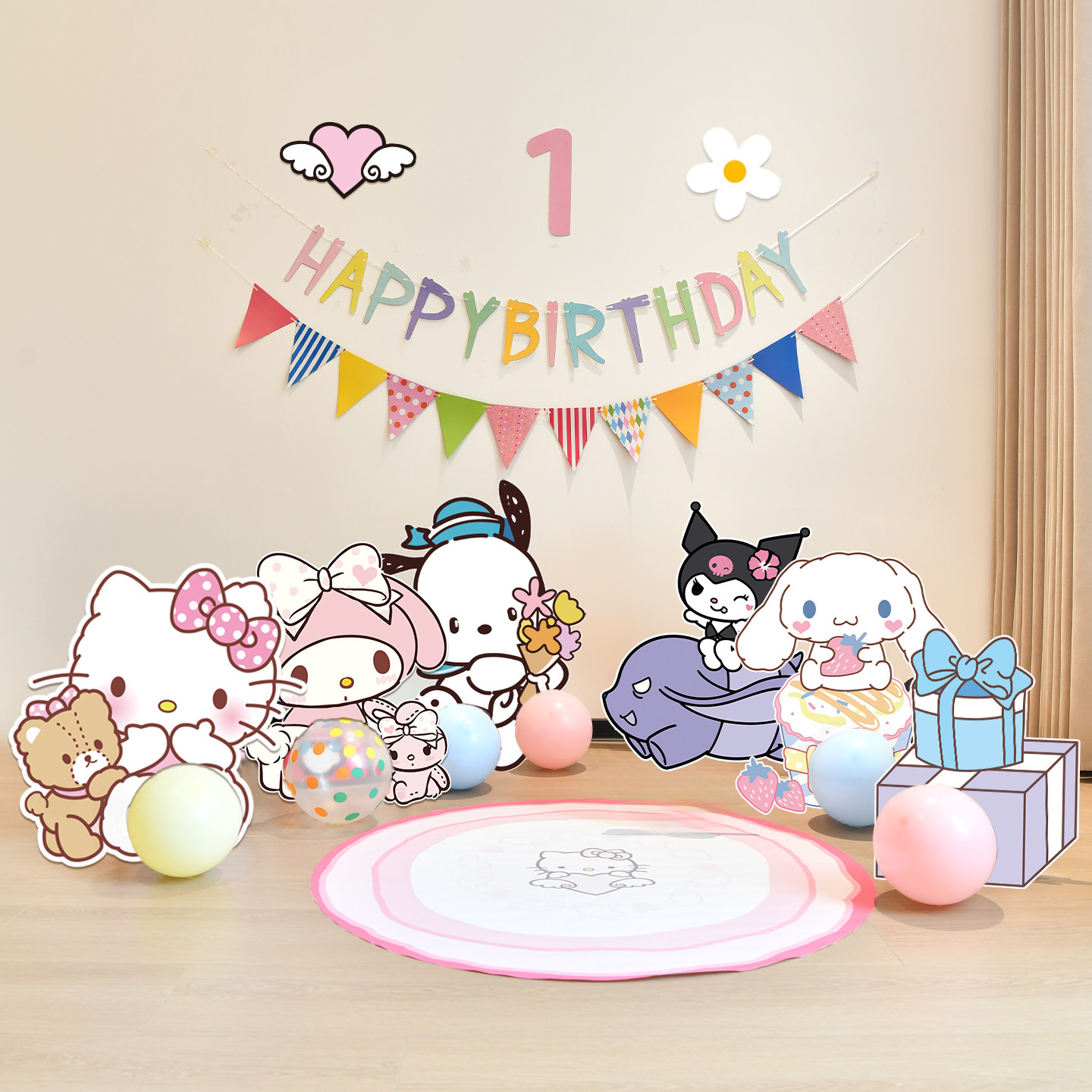 2周岁宝宝三丽鸥百天生日布置场景装饰女孩童拍照道具背景墙kt板,节庆用品/礼品,装扮布置套餐,淘宝优惠券,粉丝福利购,淘宝优惠卷