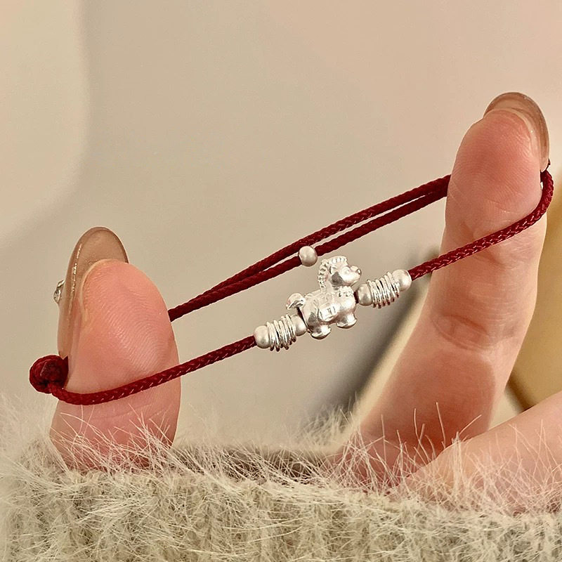 S925纯银本命年百搭手饰红绳手串