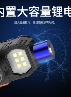 新款led头灯 户外照明cob迷你usb充电头戴式灯强光矿灯小头灯