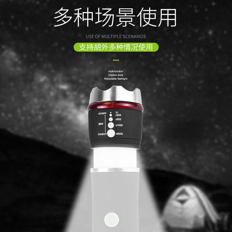 货源多功能手电筒强光车载逃生安全锤户外便携手电筒急救工具