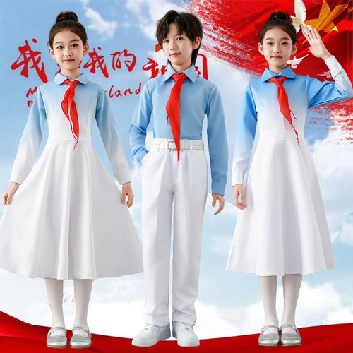 大合唱团长裙红歌演出服浅若汐