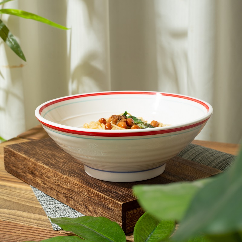 陶瓷中国红斗笠面馆专用面碗