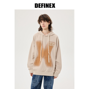 DEFINEX潮牌23冬季 重磅加厚连帽卫衣男美式 休闲复古情侣高街帽衫