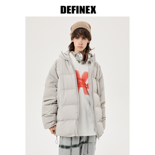 白鸭绒保暖外套 DEFINEX潮牌23冬季 短款 美式 连帽羽绒服男商场同款