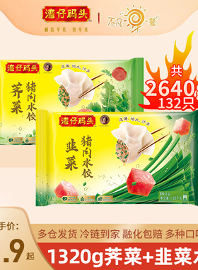 湾仔码头水饺冷冻速食白菜玉米三鲜荠菜猪肉水饺1320g*2蒸饺煎饺