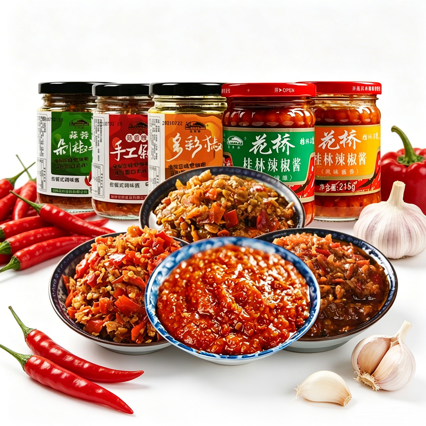 花桥桂林辣椒酱蒜蓉剁椒风味正宗广西特产三宝米粉拌饭手工商用