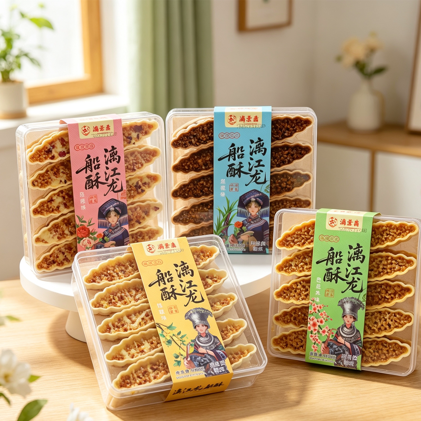广西桂林特产漓景斋漓江龙船酥巴旦木味桂花味玫瑰味黑糖味伴手礼