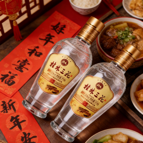 桂林三花五星精品52度375mL瓶装高度米香型粮食白酒广西特产包邮