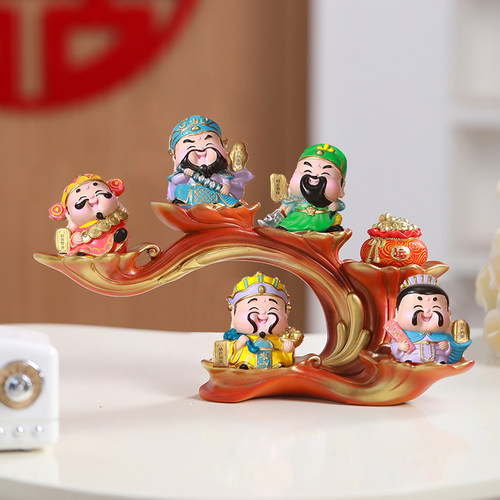 大五路财神爷招财摆件前台装饰品