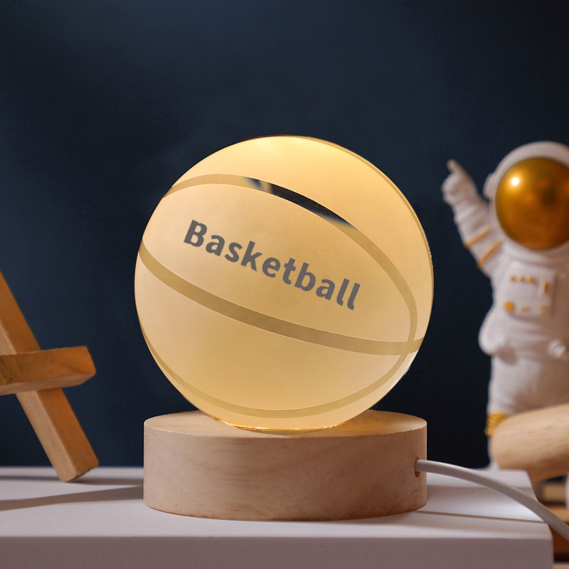 篮球足球水晶球可发光摆件办公室书房桌面装饰品送男朋友生日礼物,家居饰品,桌面摆件,淘宝优惠券,粉丝福利购,淘宝优惠卷