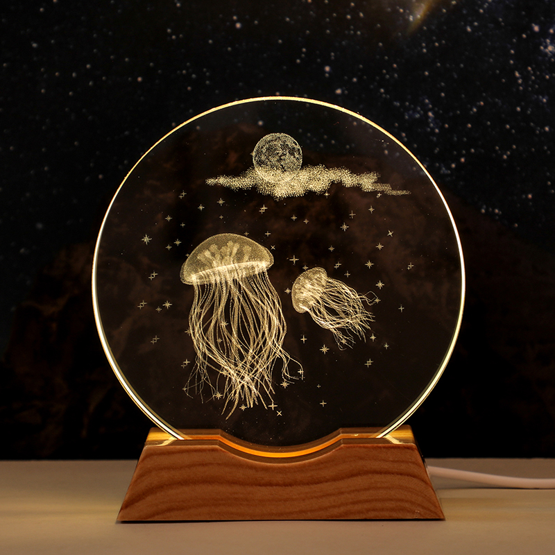 水晶小夜燈擺件桌面工位裝飾