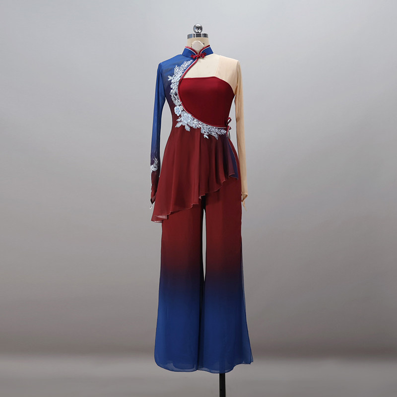 千织万丝新款胶州秧歌舞演出服女民族舞蹈服装艺考独舞剧目服定制
