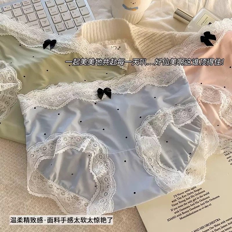 蝴蝶结波点女士三角短裤