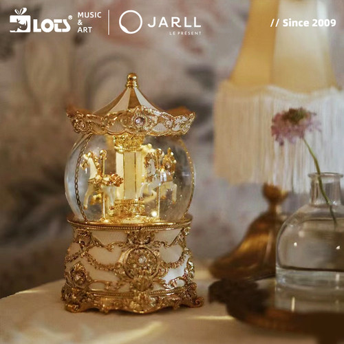 JARLL经典旋转木马水晶球八音盒