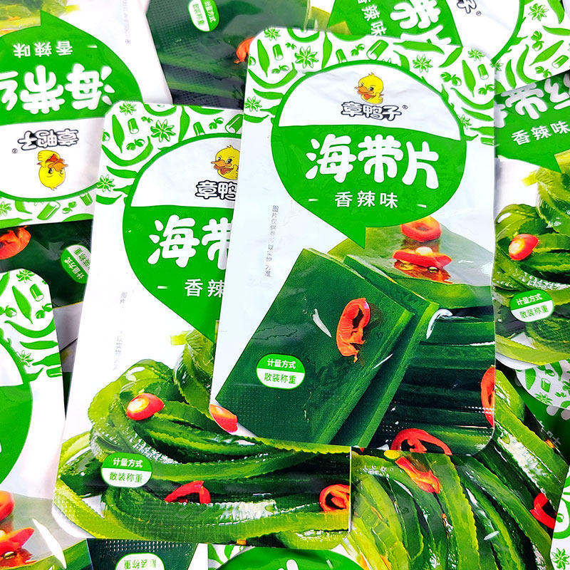 章鸭子海带片500g海带片开袋即食网红香辣海味零食品办公室下饭菜