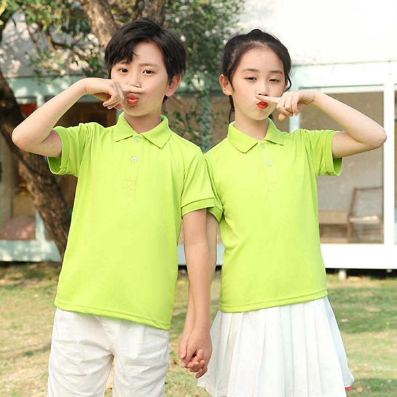 儿童亲子精梳棉POLO衫纯色幼儿园小学生T恤短袖园服制定印字logo