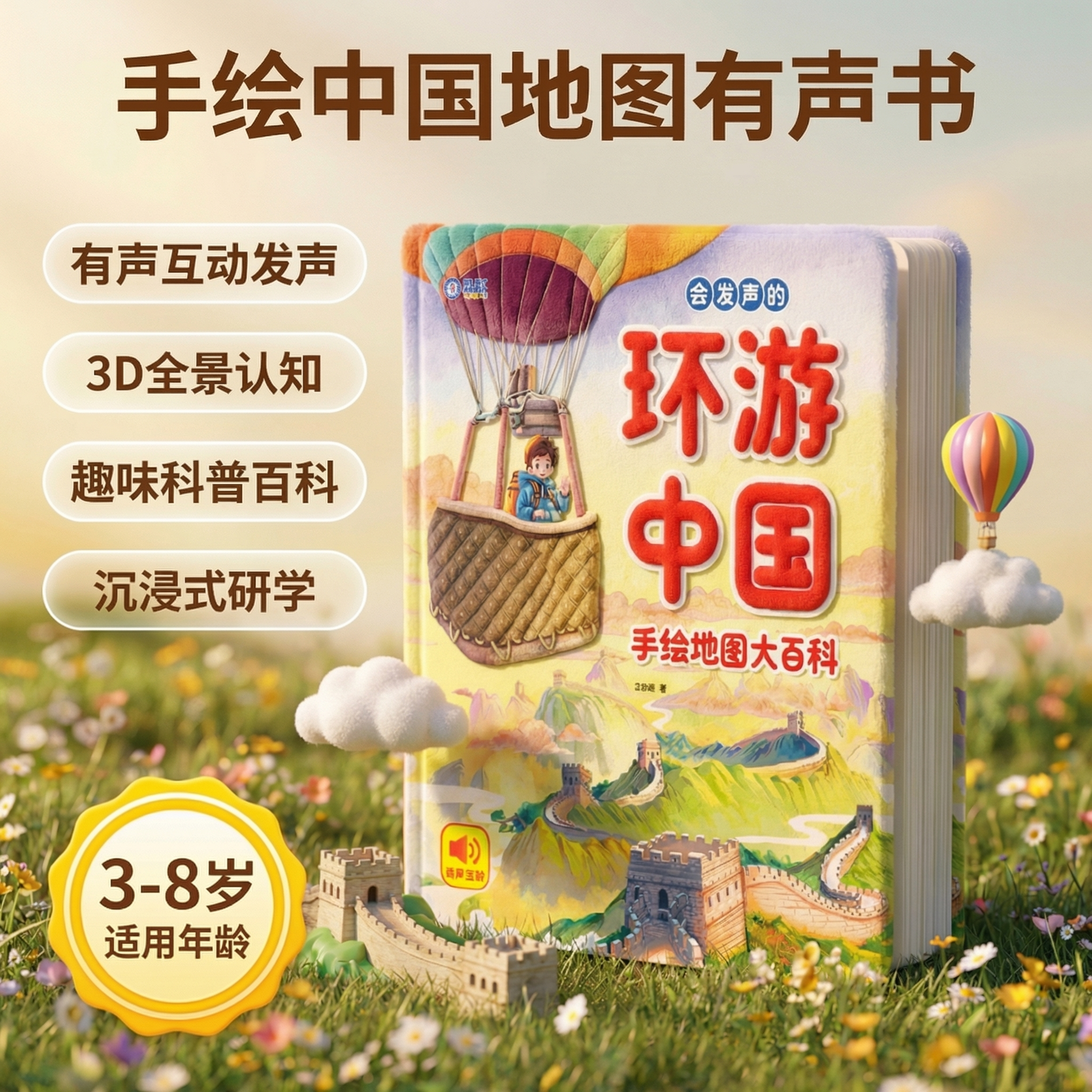 打开地图环游中国有声书会发声的环游中国手绘地图大百科手指点读发声书幼小衔接早教启蒙故事书小学生儿童课外阅读趣味地理百科