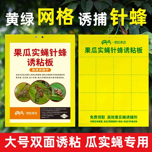 瓜实蝇针蜂粘虫板黄板双面粘诱捕器菜地瓜蝇丝瓜苦瓜菜园辣椒菜地