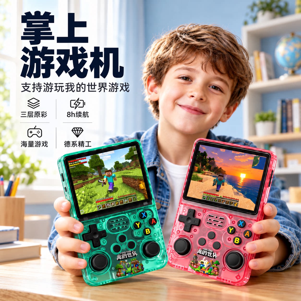 正版我的世界r36s高清游戏机2026新款掌上游戏机复古psp街机男孩
