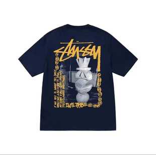 经典 stussy2023新款 印花短袖 海外正品 STU世界巡游男女青少年短T