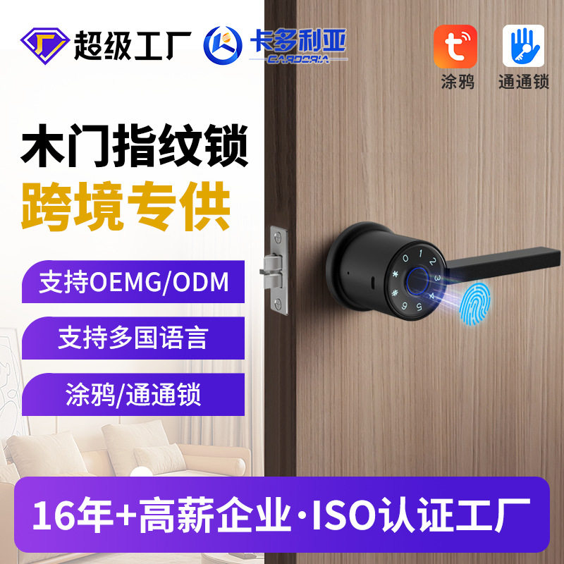 室内房间球形指纹锁智能门锁免改孔式木门办公室公寓密码锁电子锁