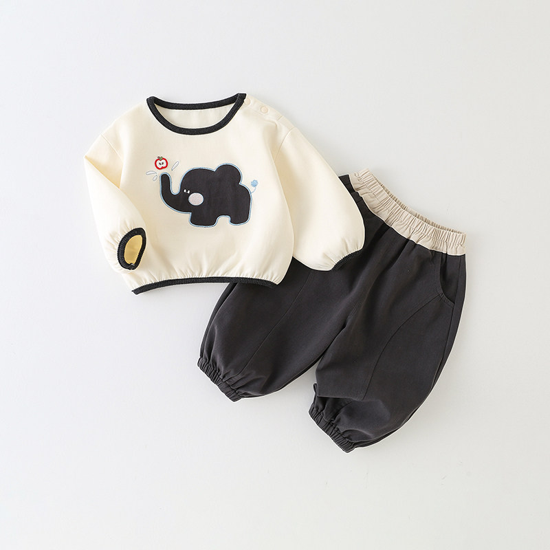 婴儿套装宝宝春秋衣服早秋分体婴幼儿分体两件套卫衣秋装时尚小象
