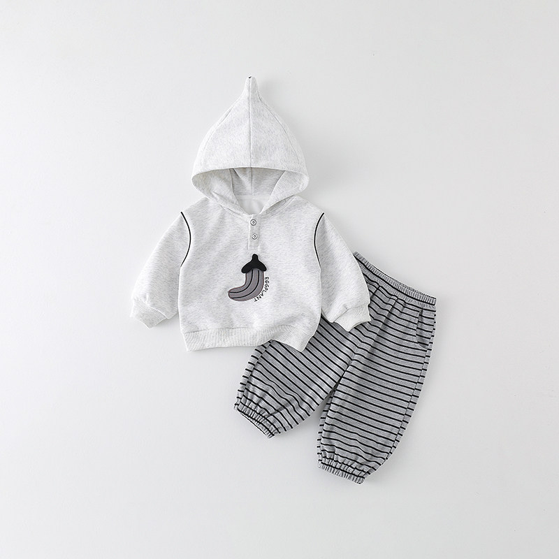 婴儿套装宝宝春秋衣服早秋分体婴幼儿分体两件套卫衣香蕉秋装时尚