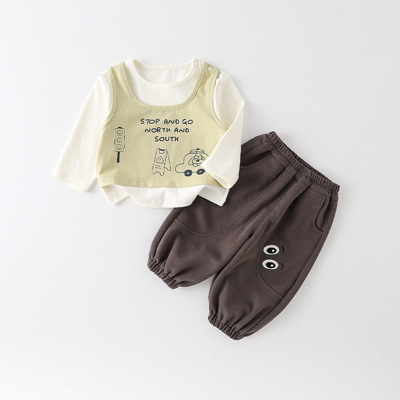 婴儿套装宝宝春秋衣服早秋分体婴幼儿分体两件套卡通男宝秋装时尚