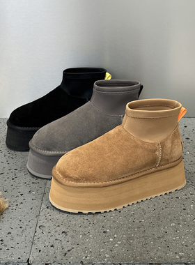 厚底增高雪地靴迷你迪普靴女2025冬季新款雪地鞋加厚保暖棉鞋短靴