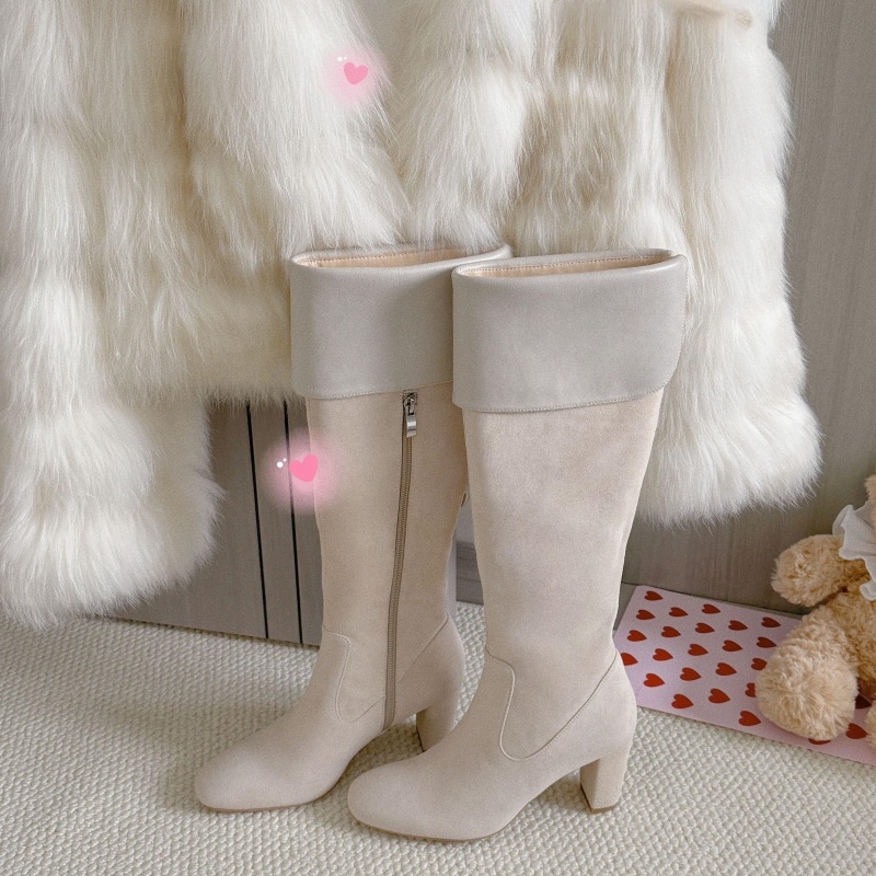 百搭高筒粗跟气质显瘦长筒靴子