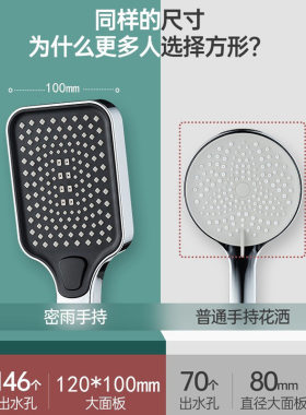 增压花洒淋浴花洒头一套套装手动家用高压轻奢全铜方形浴室专用
