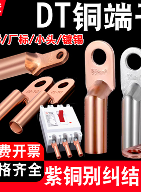DT16/35/50/70/95/120/150/185/240平方铜鼻子线耳接线DT铜端子