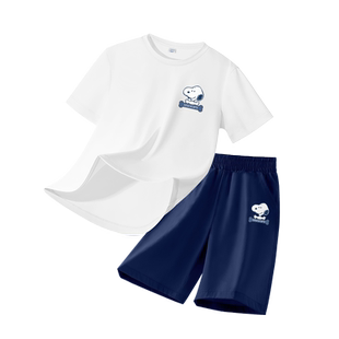 史努比男童夏装套装2026新款男孩短袖冰丝速干衣服夏季儿童运动服