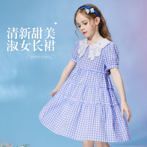 【时髦度假风裙】女童连衣裙薄款夏季中大童甜美娃娃领公主裙子KS