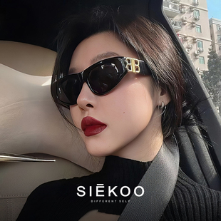 复古猫眼墨镜女2024新款 防晒防紫外线高级感太阳眼镜显脸小BB0095