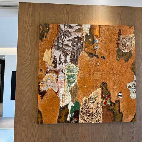 东方美学玄关装饰画中式复古抽象艺术客厅挂画高级感走廊过道壁画
