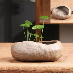 仿石头无孔铜钱草专用大小陶瓷花盆家用盆景水仙水培器皿清仓