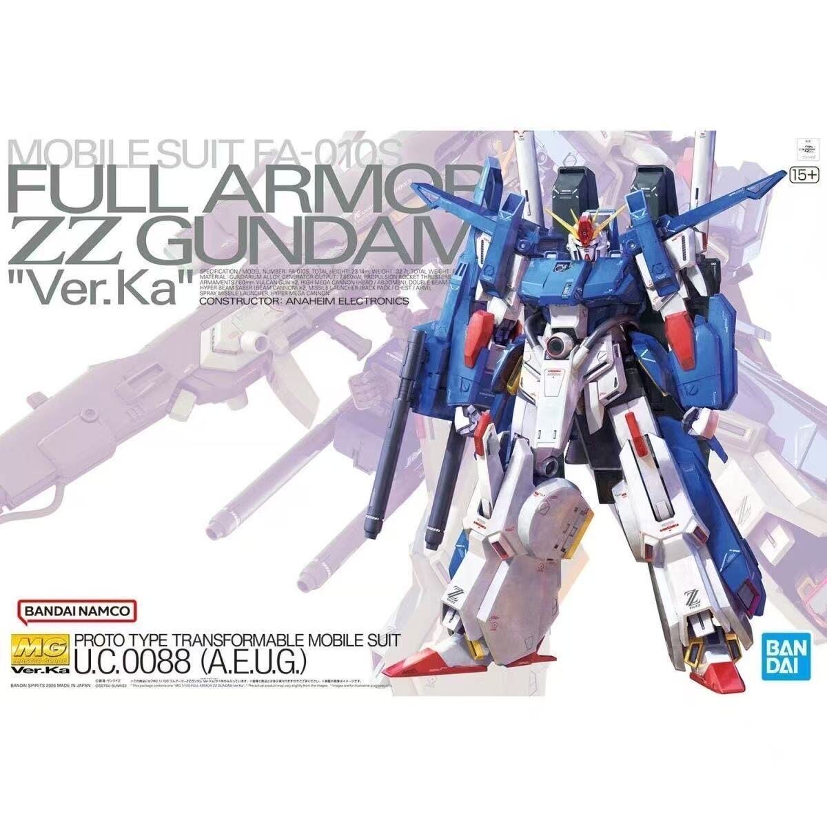 万代 MG 1/100 全装甲ZZ高达 Ver. Ka 卡版 ZZFA 拼装模型