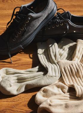 Stochastic米色浅绿复古袜纯棉袜长袜美式经典工装风中筒透气吸汗