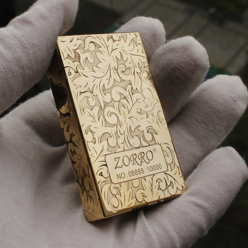 限量黄铜朗声钢琴音五面复刻唐草ZORRO标煤油打火机收藏高档定制