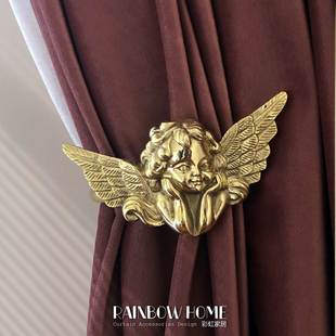 墙钩 出口创意小天使翅膀黄铜纯铜窗帘挂钩装 饰挂钩复古绑带欧式