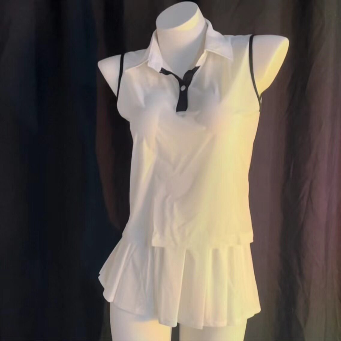 【似衣原创】遇水即透诱惑泳装qqny夏季性感透视网球服超短裙