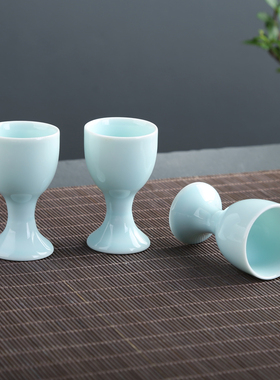 个人专用高脚杯陶瓷白酒杯家用小号创意烈酒一口杯仿古结婚敬酒杯