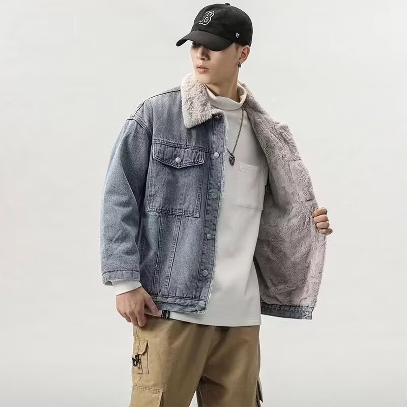 日本品质美式复古牛仔外套男秋季高街潮牌工装夹克宽松痞帅青少年